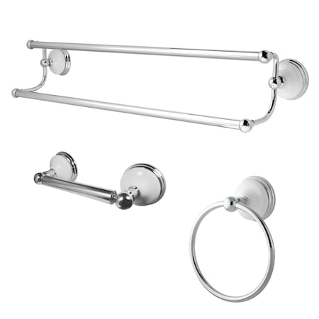 Kingston Brass Victorian 3-Piece Bathroom Accessory Set, Chrome BAK111348C